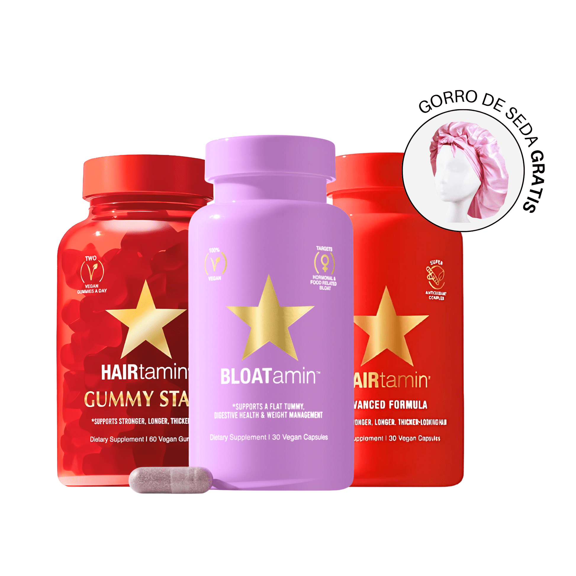 Bundle Crecimiento & Adiós Inflamación 🔥 Fórmula Avanzada + Gummy Stars + Bloatamin - Hair Vitamins Mx