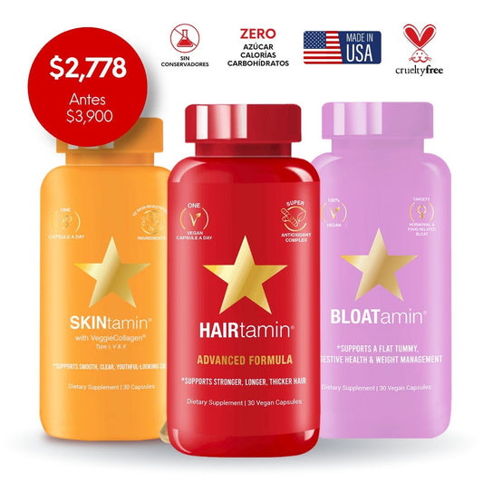 Best Seller Bundle 💃🏻 HAIRtamin + BLOATamin + SKINtamin 30% OFF - Hair Vitamins Mx 1080