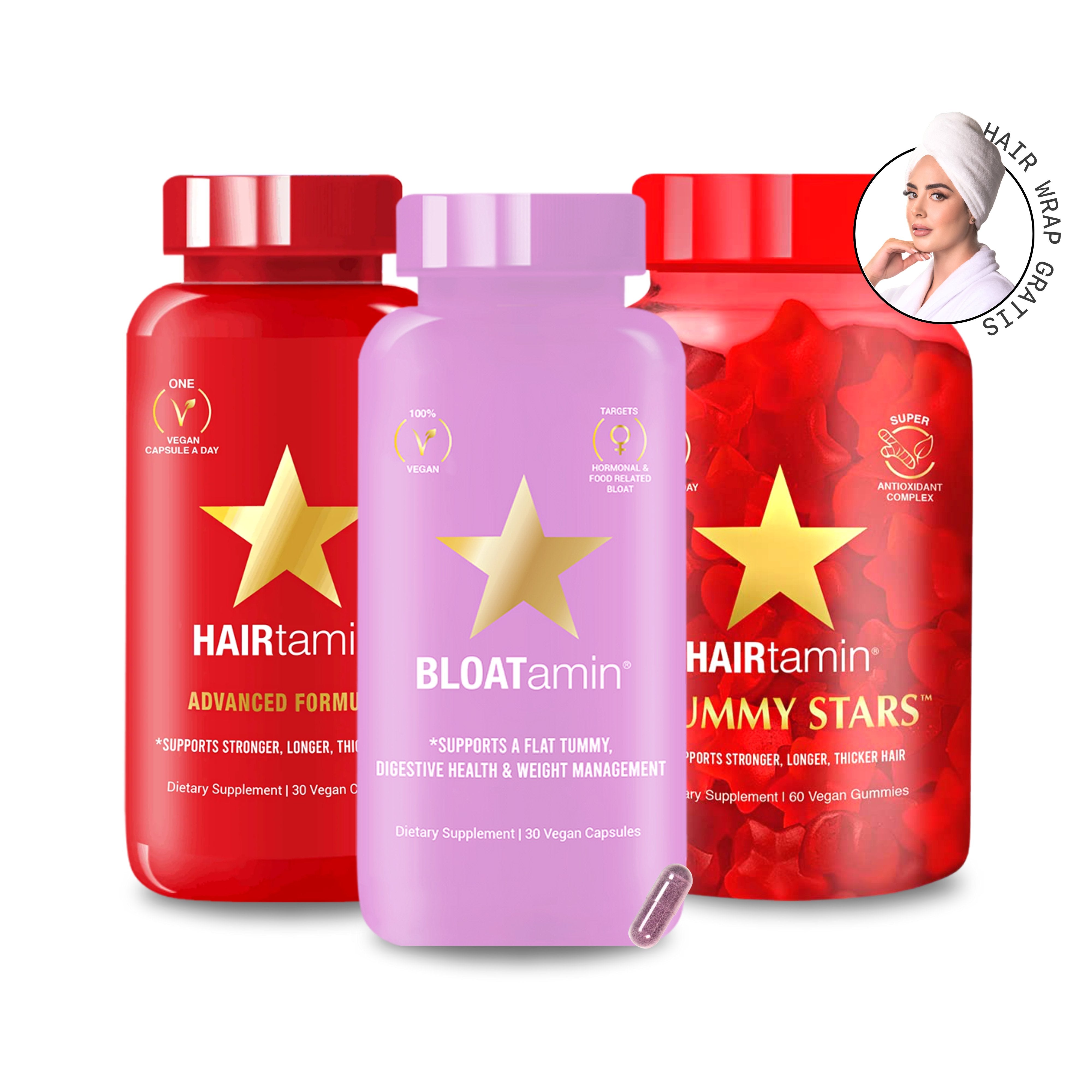 Bundle Crecimiento & Adiós Inflamación 🔥 Fórmula Avanzada + Gummy Stars + Bloatamin - Hair Vitamins Mx