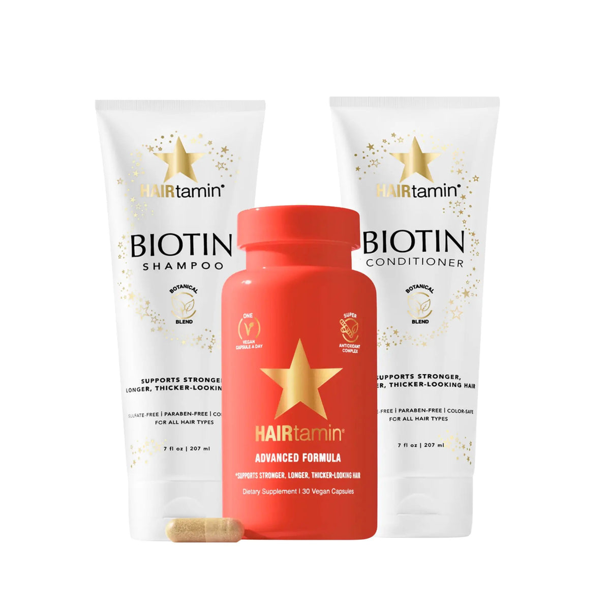 Bundle de Crecimiento 🔥HAIRtamin Fórmula Avanzada + Biotin Shampoo y Acondicionador - Hair Vitamins Mx