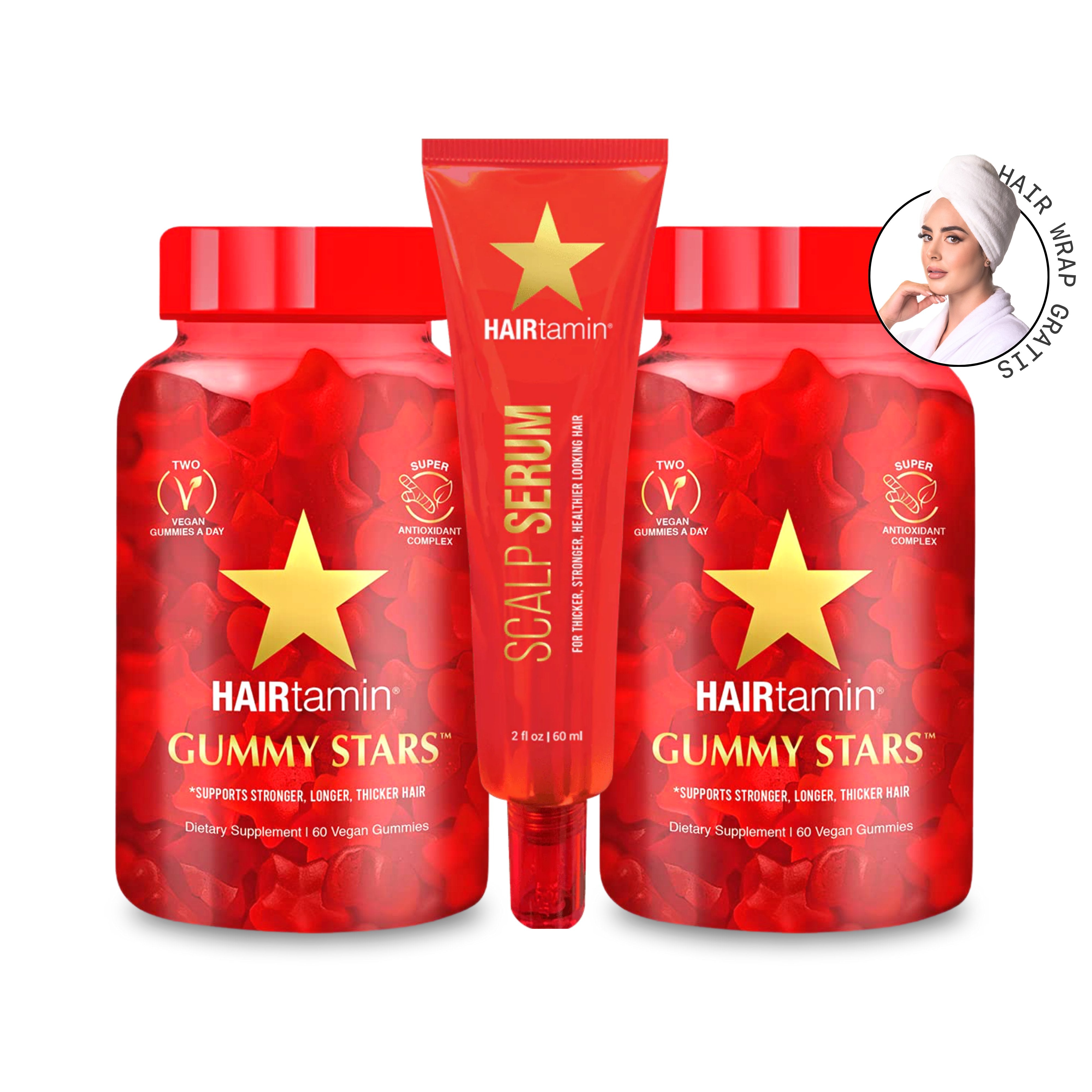 Bundle Yummy 🔥 Gummy Stars X2 + Scalp Serum - Hair Vitamins Mx