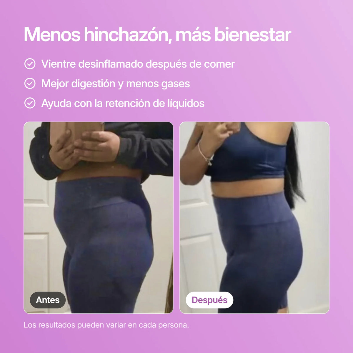 Bloatamin, resultados antes y después