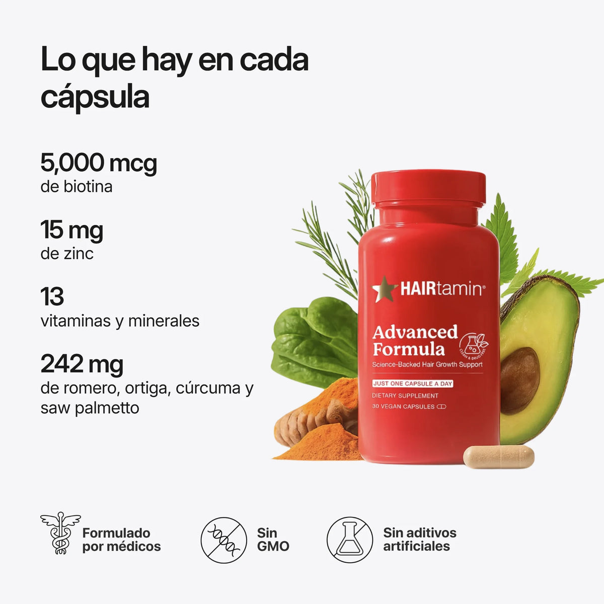 HAIRtamin Fórmula Avanzada, ingredientes