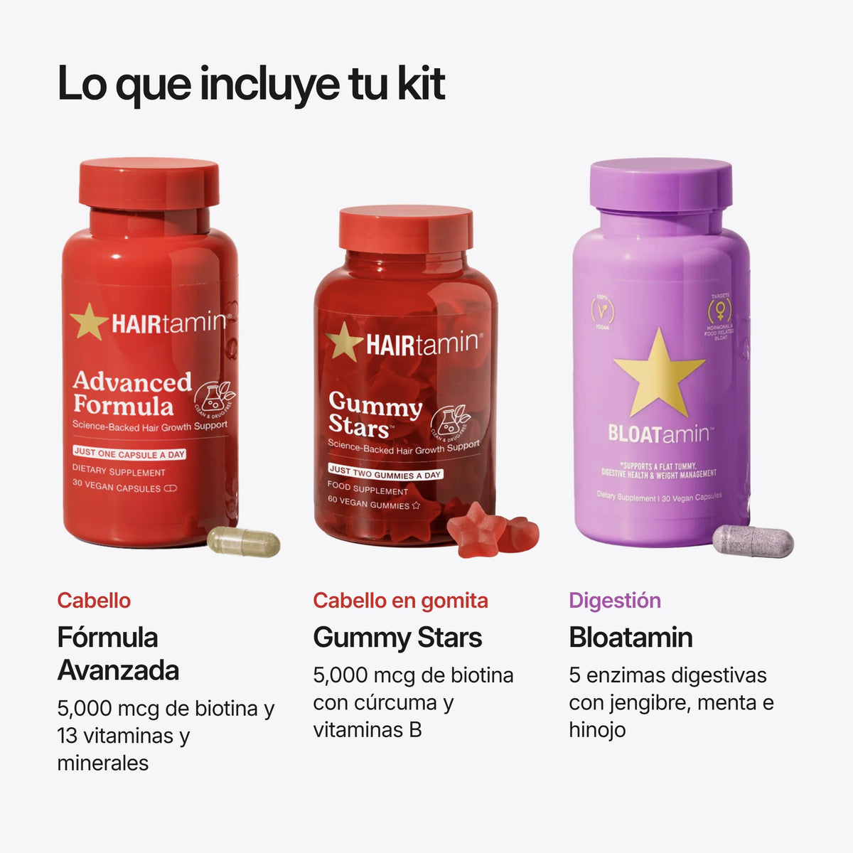 Bundle Crecimiento y Adiós Inflamación, ingredientes