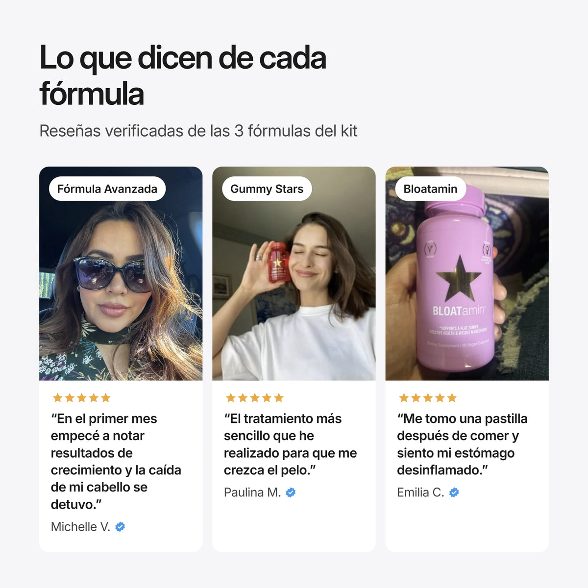Bundle Crecimiento y Adiós Inflamación, reseñas de clientas