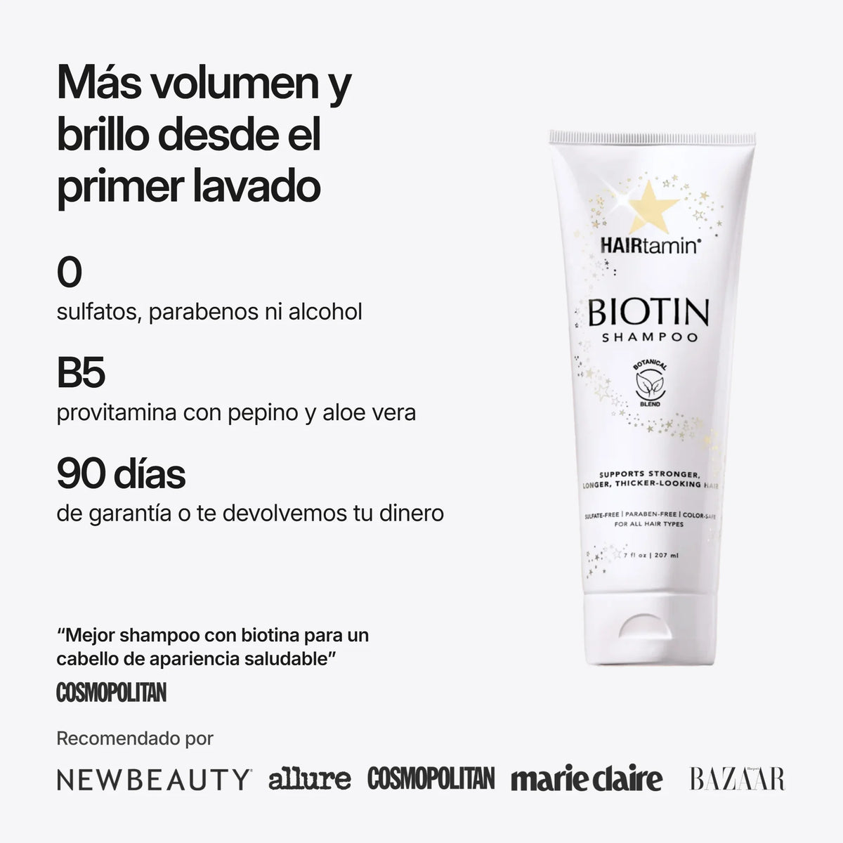 Shampoo de Biotina HAIRtamin, beneficios principales