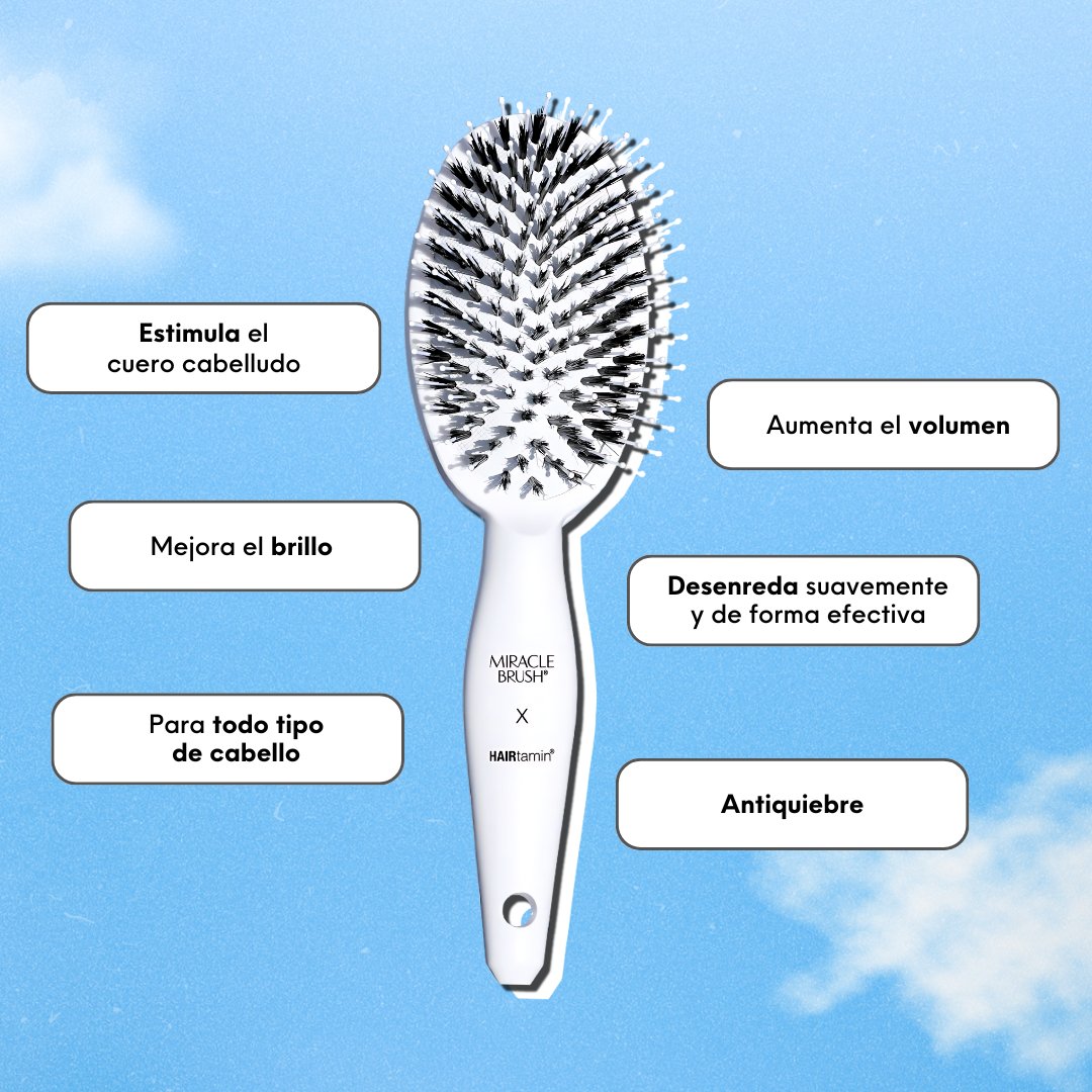 Miracle Brush® x HAIRtamin® - Cepillo Desenredador Especial para Crecimiento Capilar - Hair Vitamins Mx