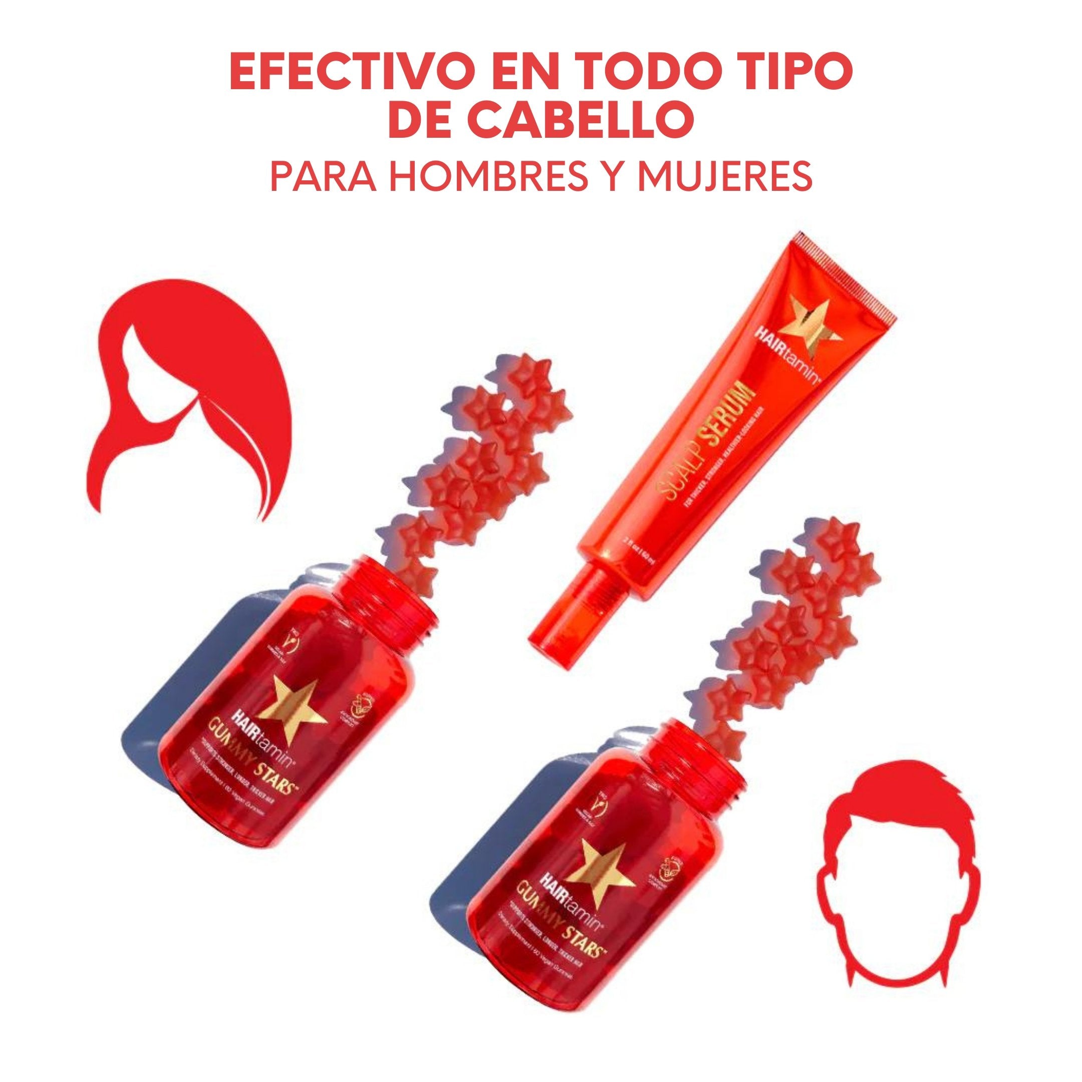 Bundle Yummy 🔥 Gummy Stars X2 + Scalp Serum - HairVitamins.mx