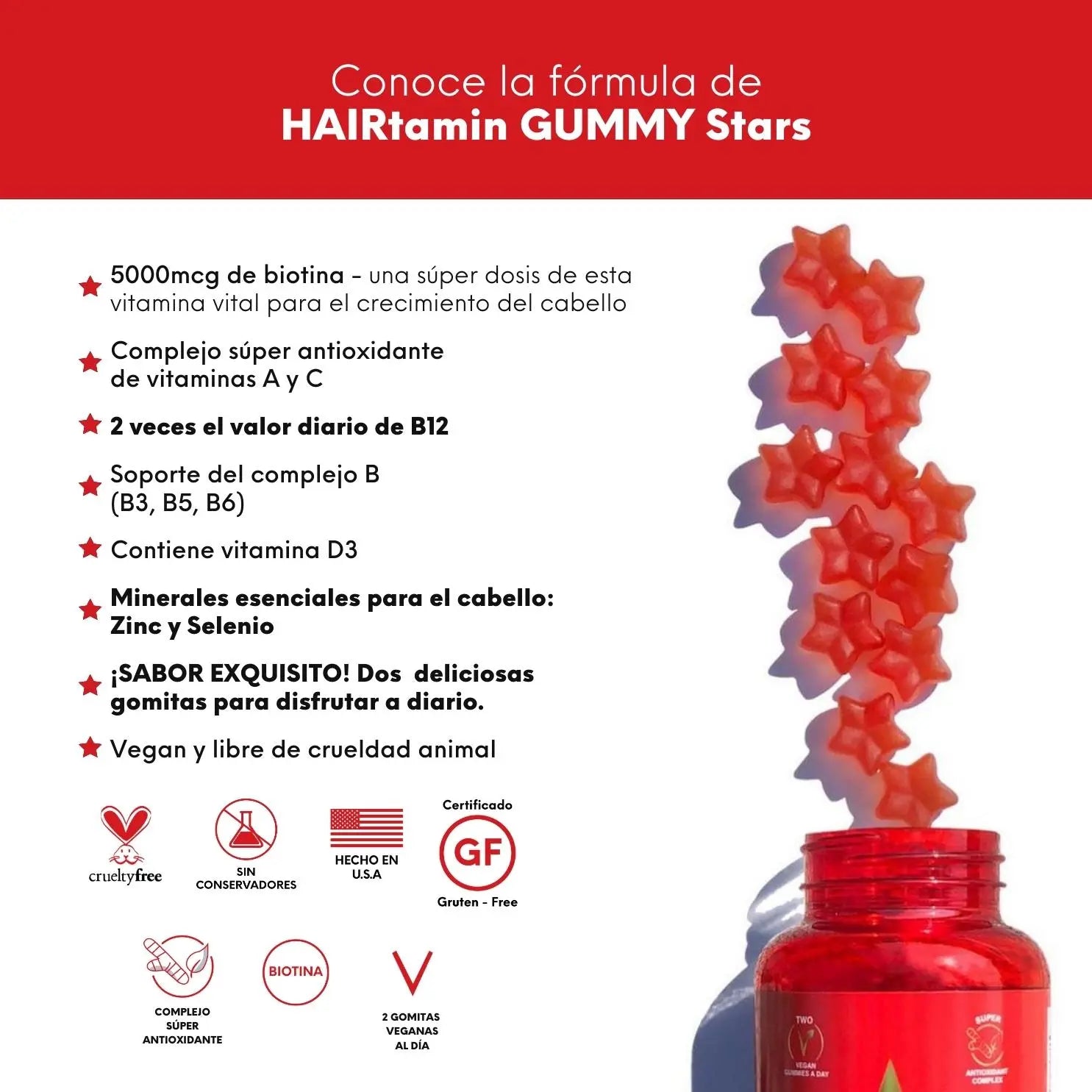HAIRtamin Gummy Stars - Hair Vitamins Mx